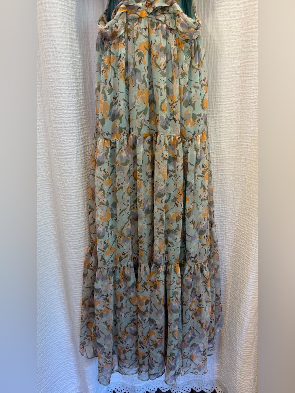 ASTR the Label Fritillaria Maxi Dress Mint Purple Floral Cutout Slit Size L NWT - Picture 3 of 15